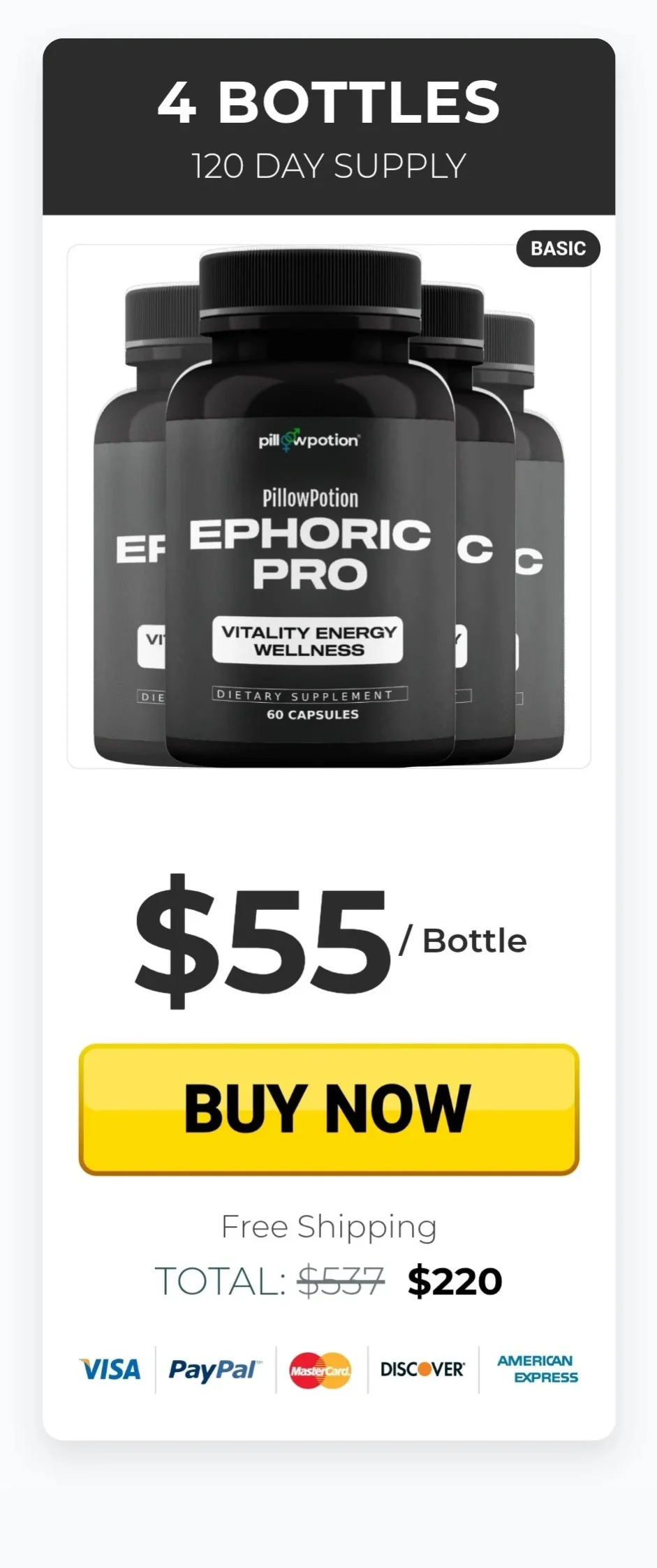 Ephoric Pro™ 4 bottles pricing